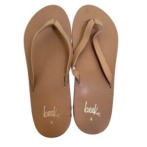 Beek Women's Nude Leather Seabird Flip Flops Size 8